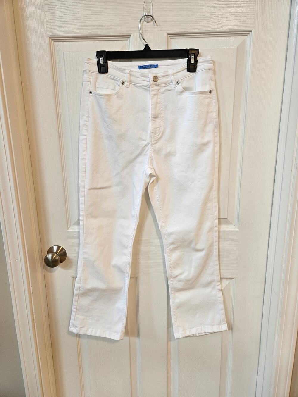 J.McLaughlin White Cropped Jeans Women's Size 10 Stretch Mid Rise Straight Leg